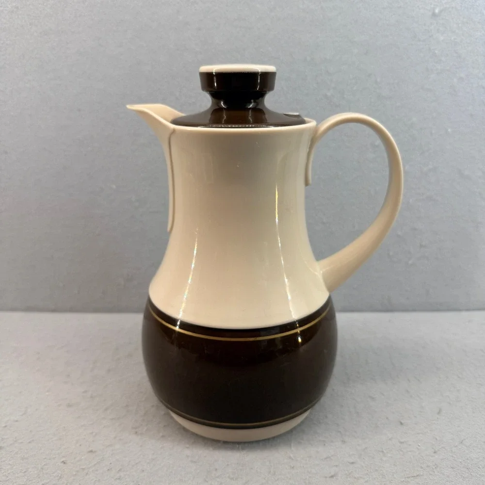 Vintage Thermos No 570 Ingried Coffee Carafe West Germany Cream Brown MCM 10in